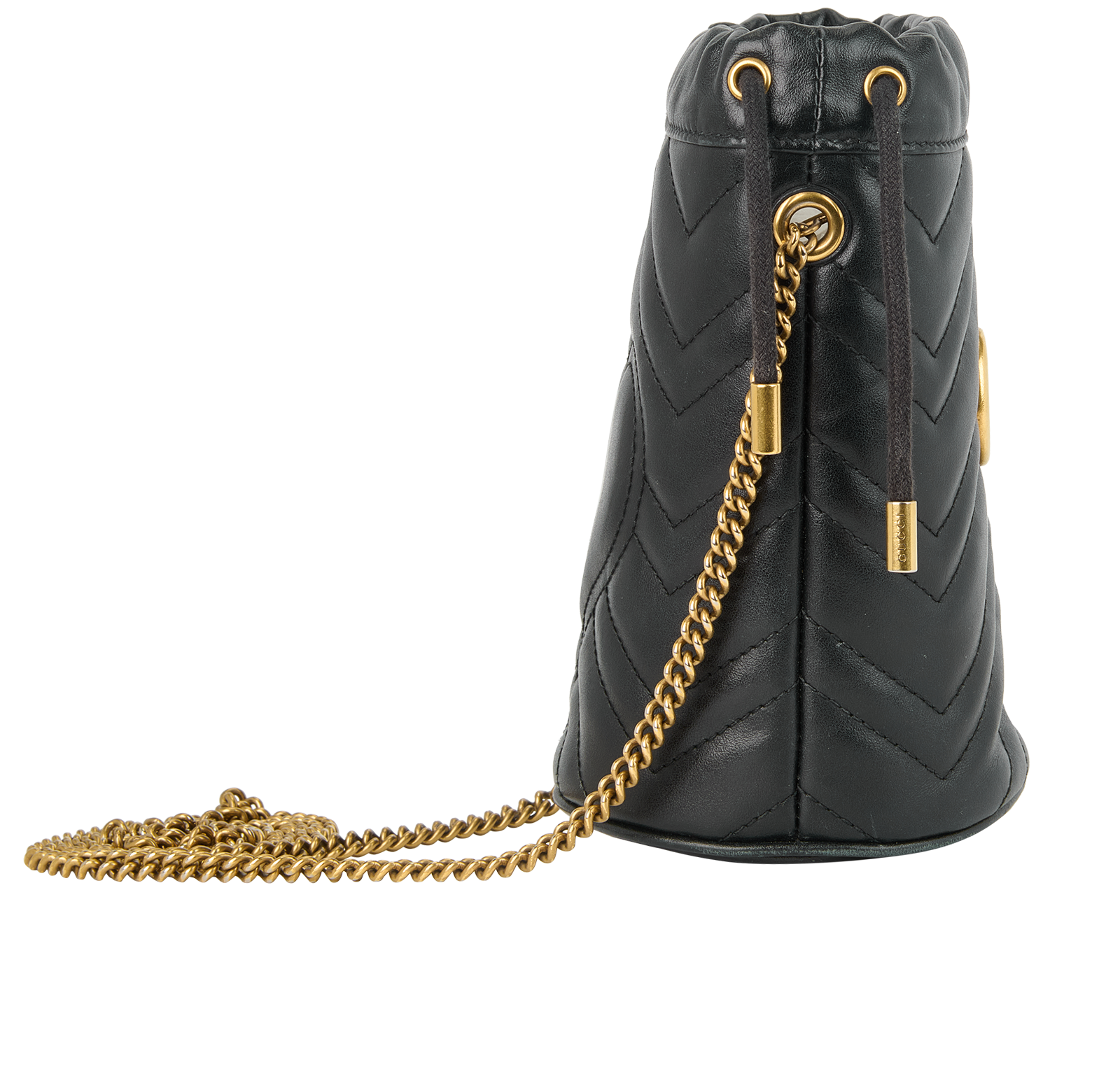 Small GG Marmont Bucket Bag, &pound;395, Handbags, Black, Leather, Side view